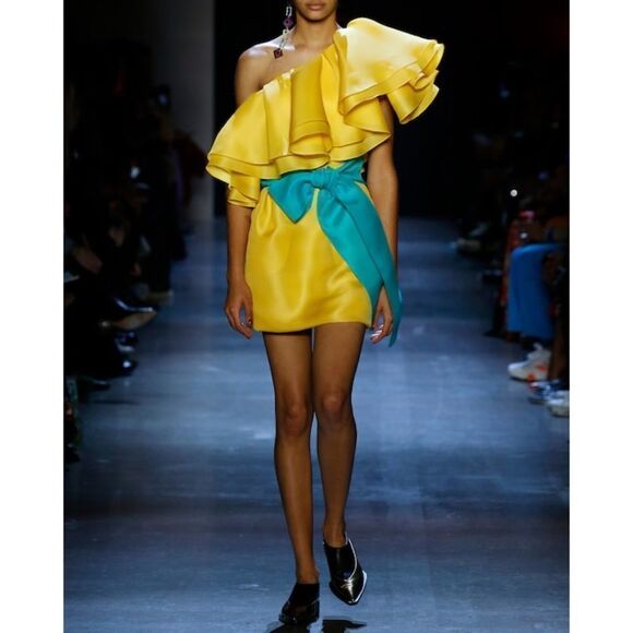 PRABAL GURUNG Carsix 100% Silk One Shoulder Dress - Picture 2 of 12